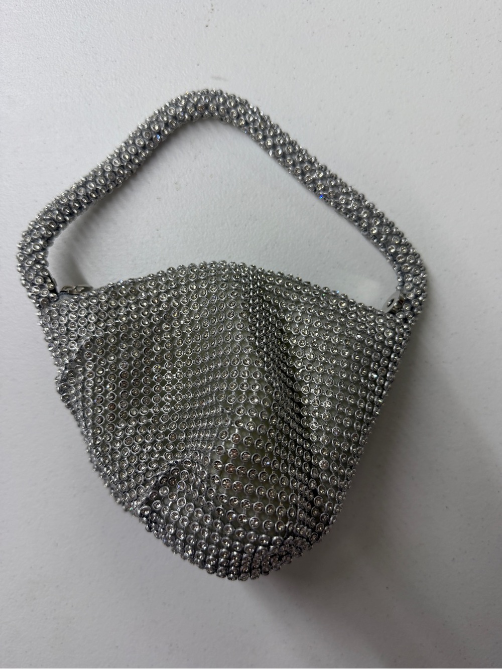 Silver Rhinestone Mini Hobo Bag Y2K Crystal Evening Purse Wristlet